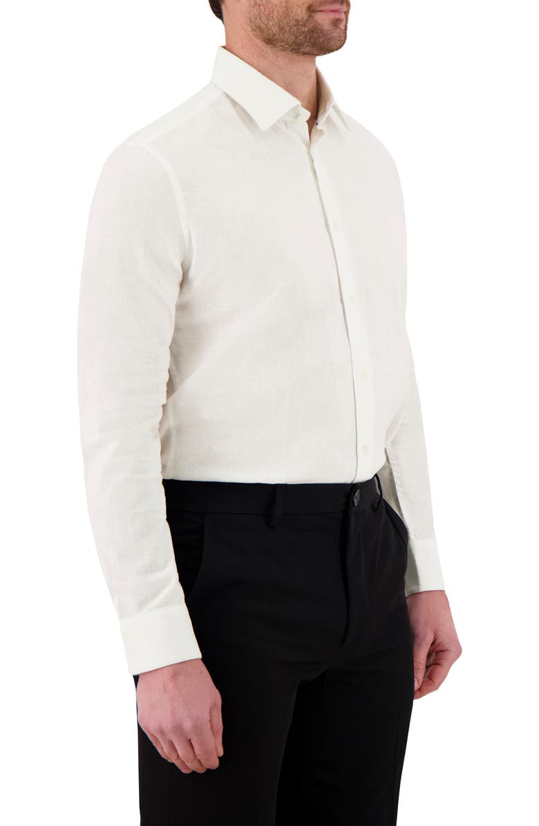 Victor Emmanuel Premium Stretch Linen & Cotton Dress Shirt, Alternate, color, White