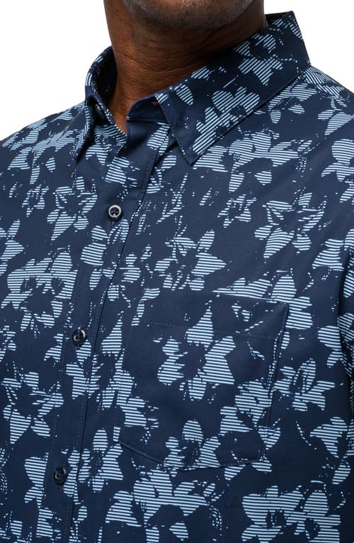 Travismathew Bombadier Floral Short Sleeve Button-up Shirt In Total Eclipse