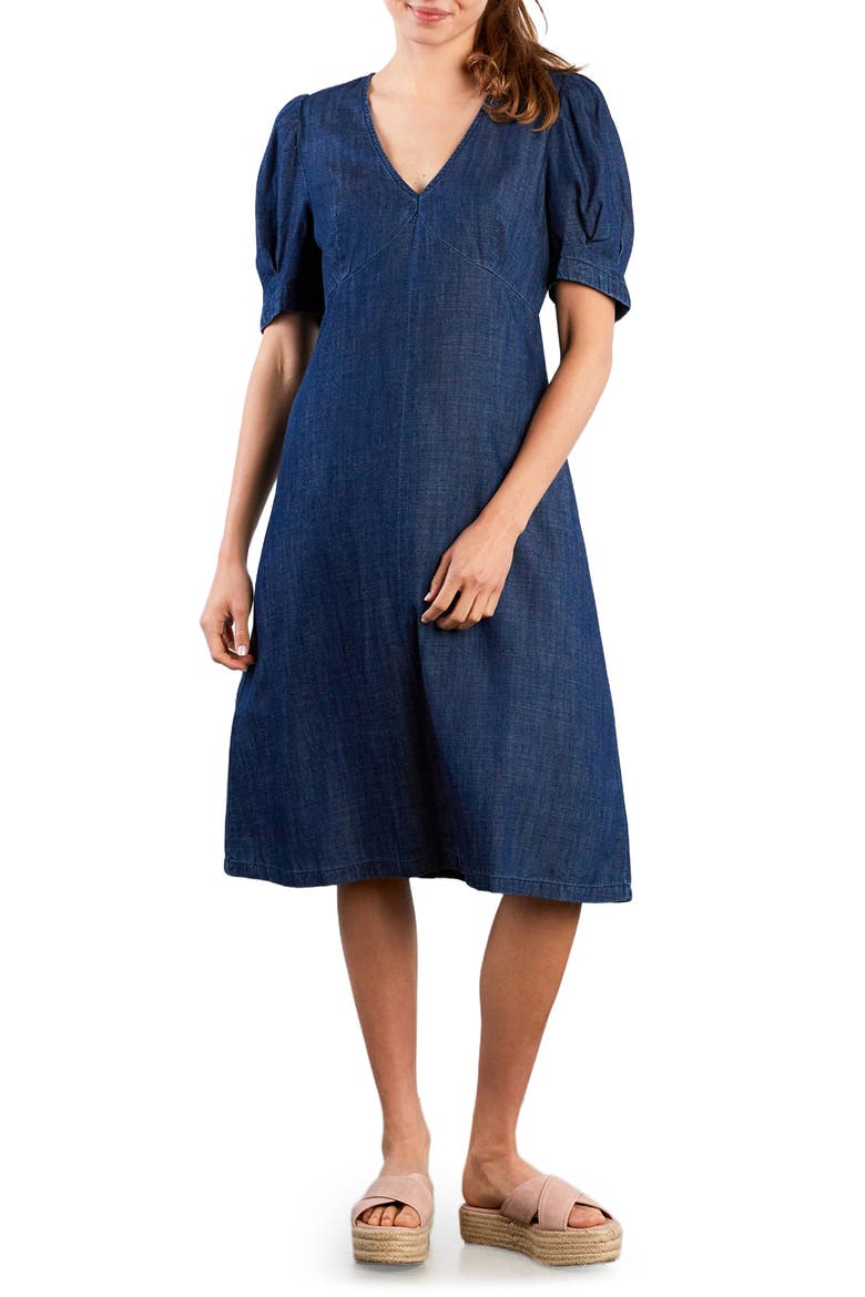 Blossom Puff Sleeve Denim Dress, Main, color, BLOSSOM BLUE