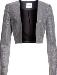 ST. JOHN Crystal Embellished Crop Jacket