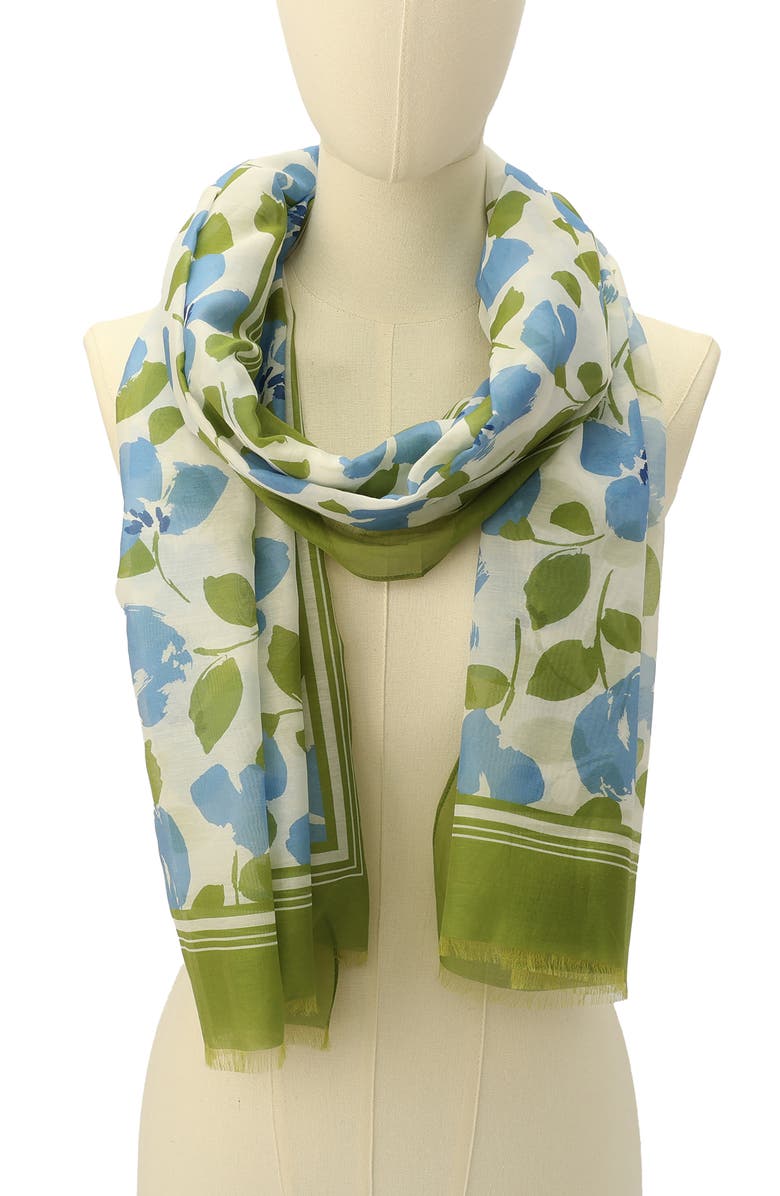 Kate Spade New York painterly bouquet oblong cotton & silk scarf, Alternate, color, 