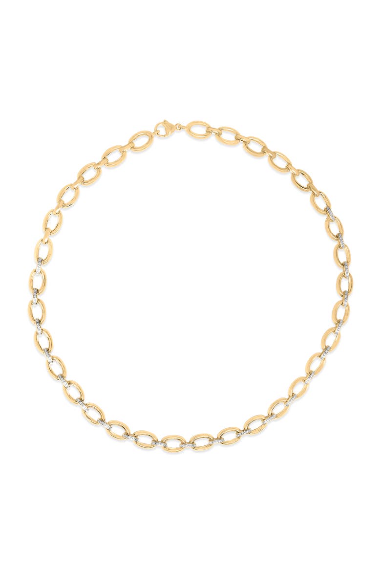 Gold Vermeil 1/4 Cttw Diamond Bold Oval Link Necklace, Alternate, color, Silver