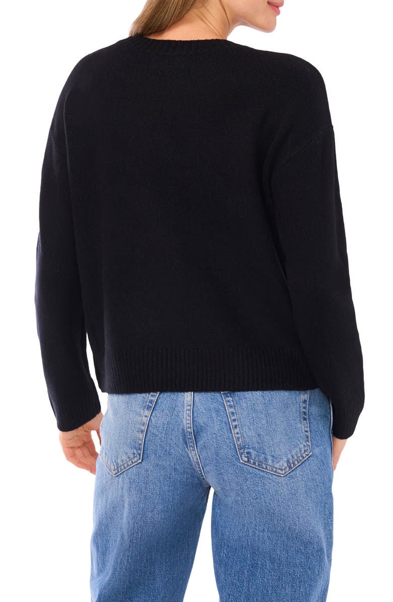 CeCe Button Trim Sweater, Alternate, color, Rich Black