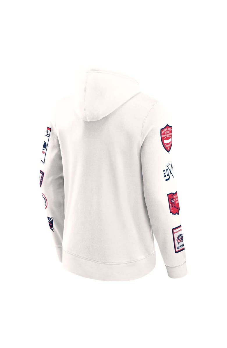 FANATICS Men's Fanatics White Columbus Blue Jackets Letterman Fleece Pullover Hoodie, Alternate, color, 