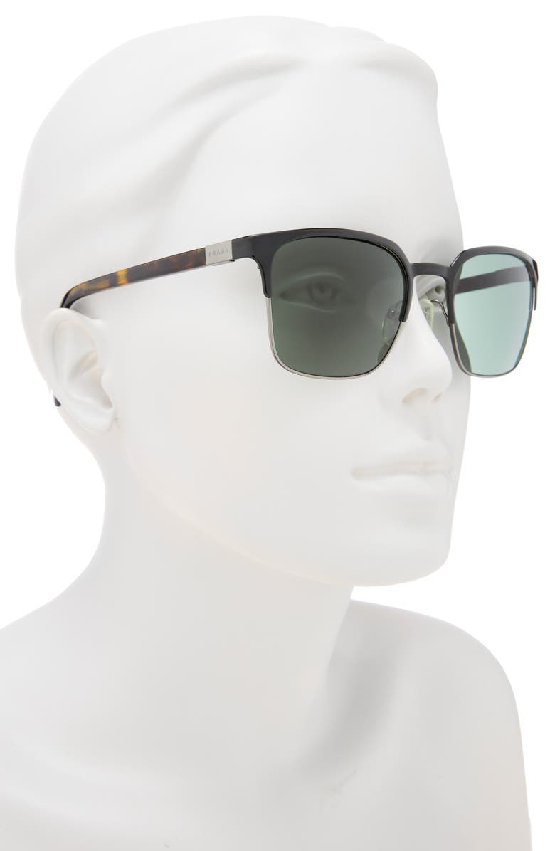 Prada 55mm Rectangular Sunglasses, Alternate, color, Dk Gun