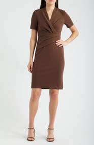 Anne Klein Pleated Scuba Crepe Dress