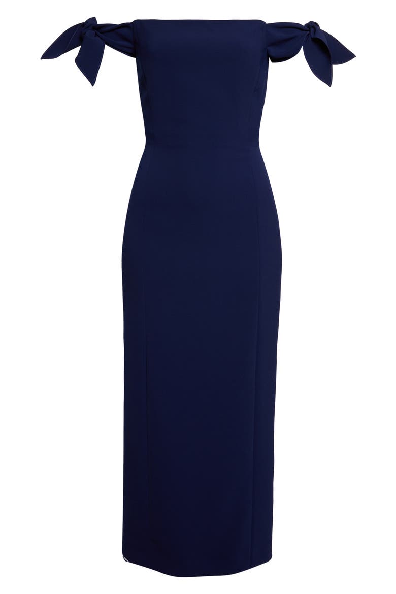 Off the Shoulder Stretch Crepe Column Dress, Alternate, color, MIDNIGHT