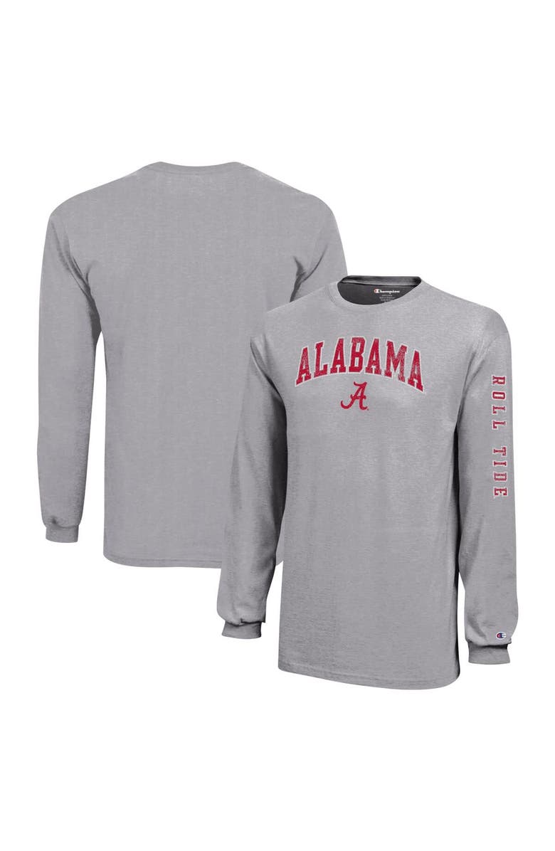Champion Youth Champion Gray Alabama Crimson Tide Distressed Arch Over Logo Long Sleeve T-Shirt, Main, color, Gray