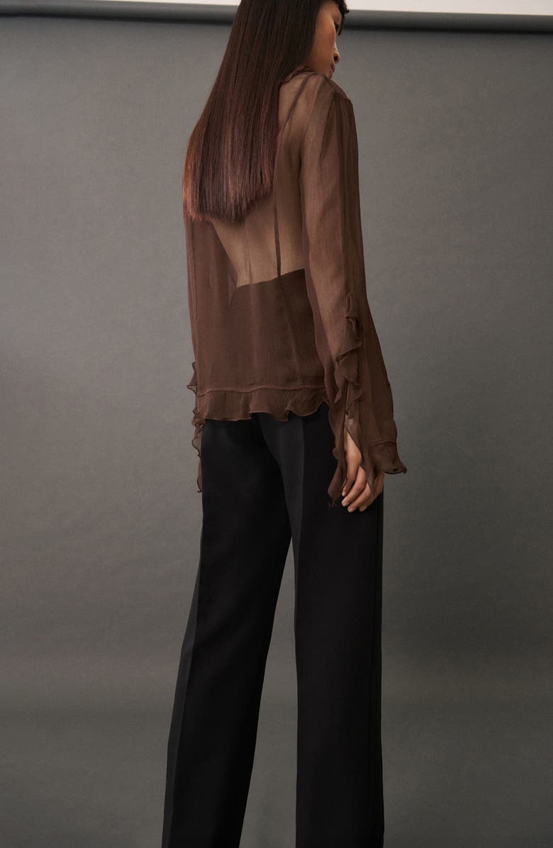 MANGO Sheer Ruffle Top, Alternate, color, 