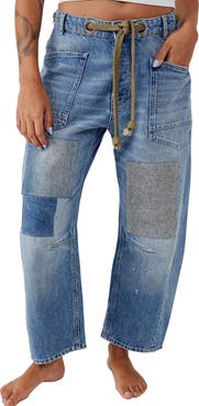 Free People Moxie Low Slung Tie Waist Nonstretch Jeans