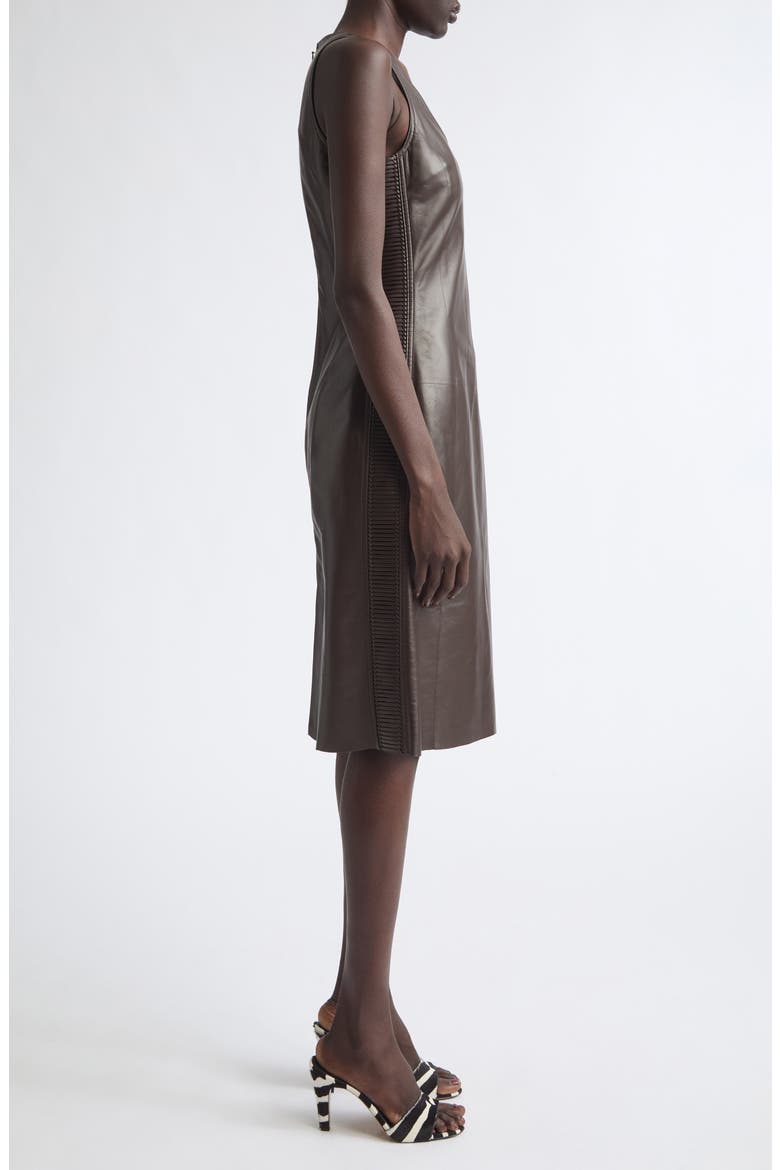 Plongé Lambskin Leather Midi Dress, Alternate, color, EXPRESSO/ ESPRESSO