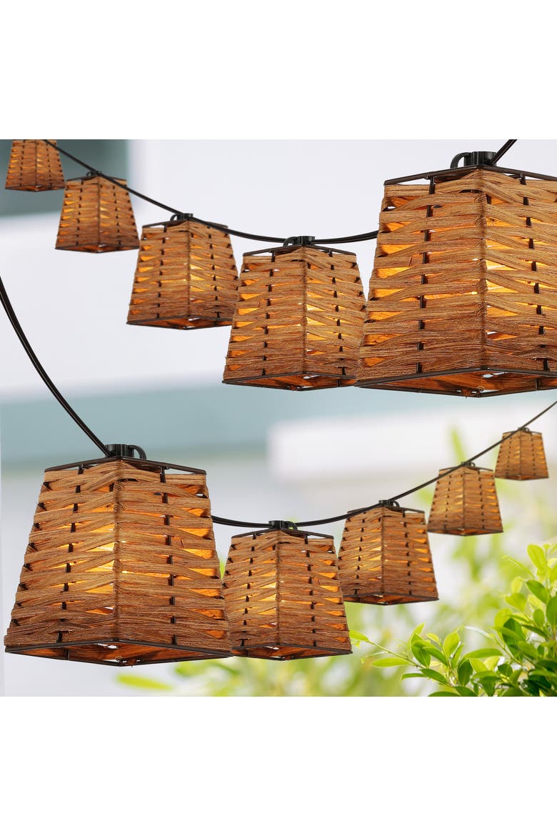 Quinn 10-Light Indoor/Outdoor Classic Vintage Incandescent G40 Square Shaded String Lights, Alternate, color, Brown