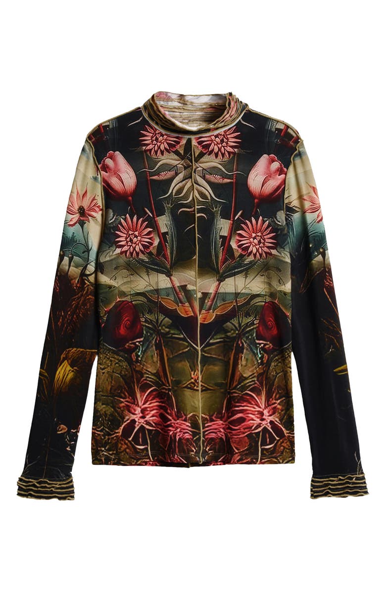 Desigual Floral Print Long Sleeve T-Shirt, Alternate, color, 