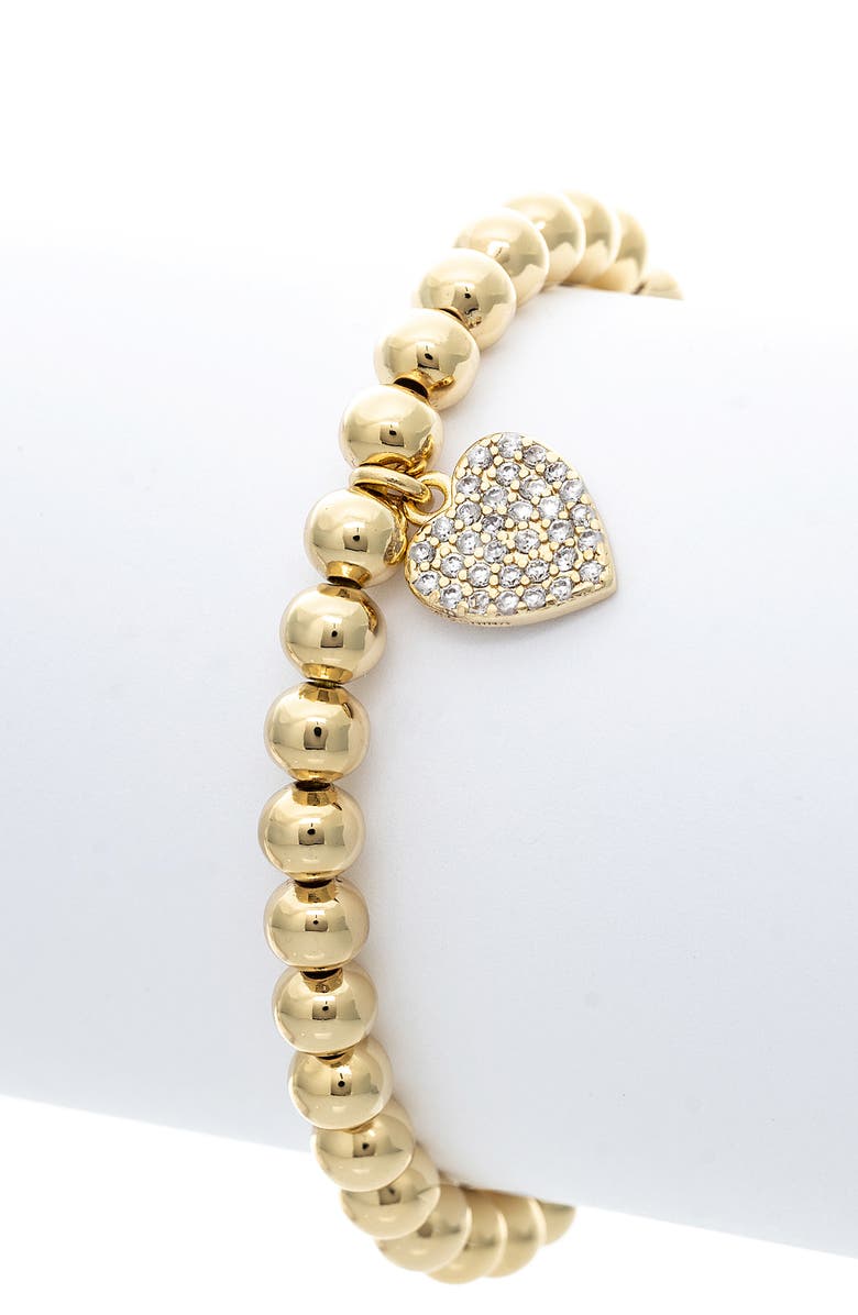 RIVKA FRIEDMAN Pavé Heart Charm Beaded Bracelet, Alternate, color, 18K Gold Clad