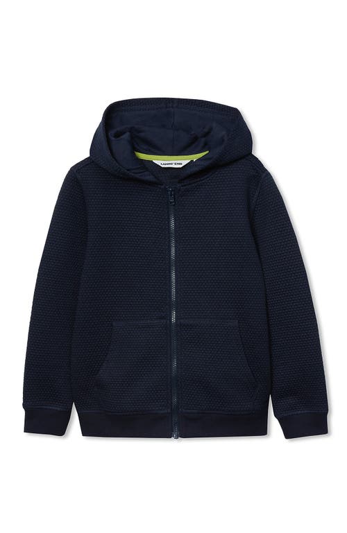 Lands' End Boys Texture Knit Zip Up Hoodie In Blue