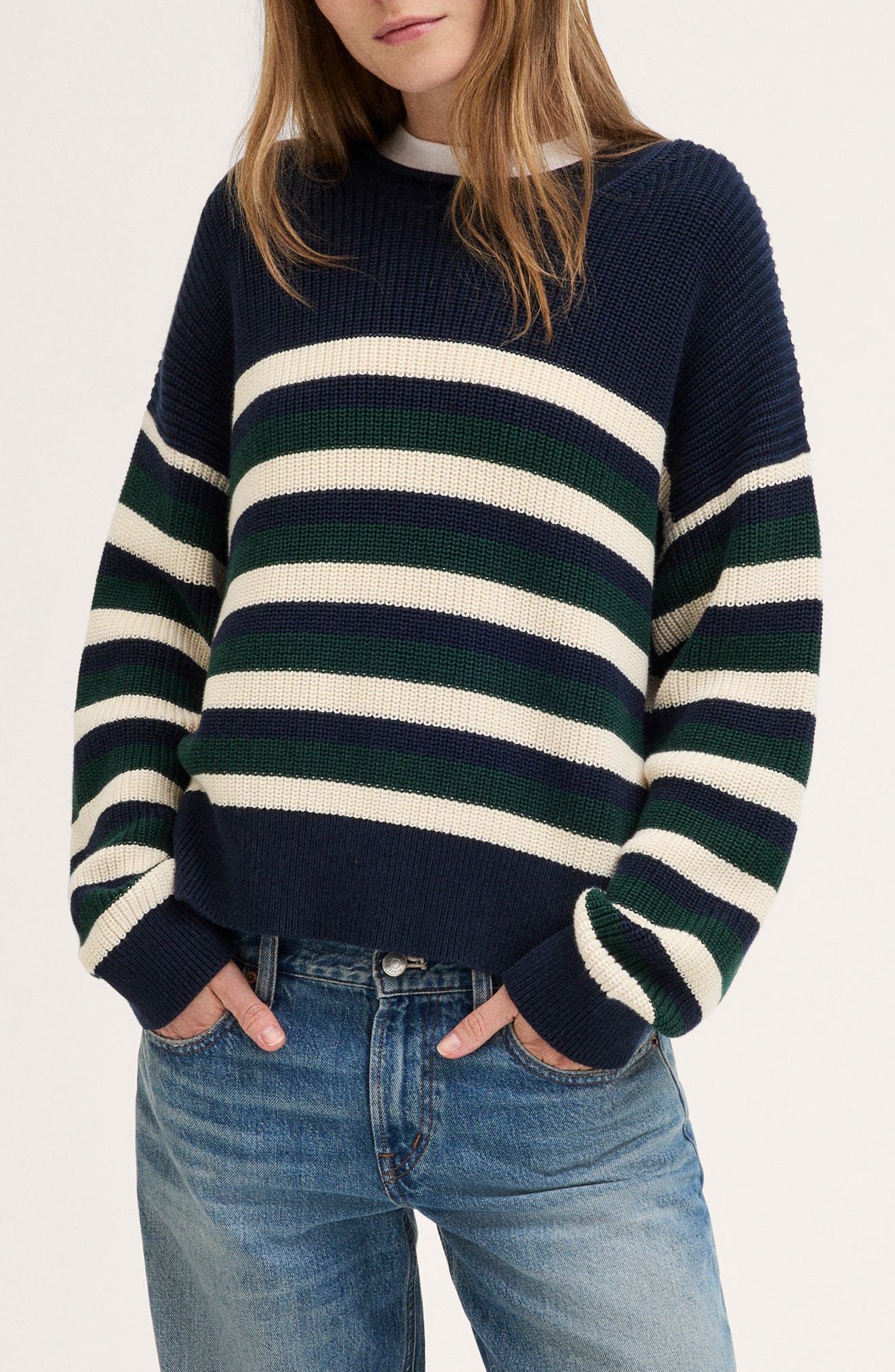 selected PLACED NAVY TRIO STRIPE
