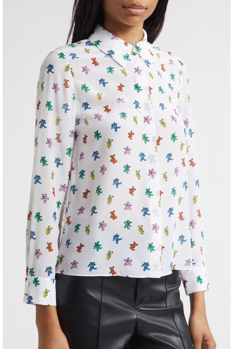 x Grateful Dead Willa Print Silk Button-Up Shirt, Alternate, color, RAINBOW BEARS