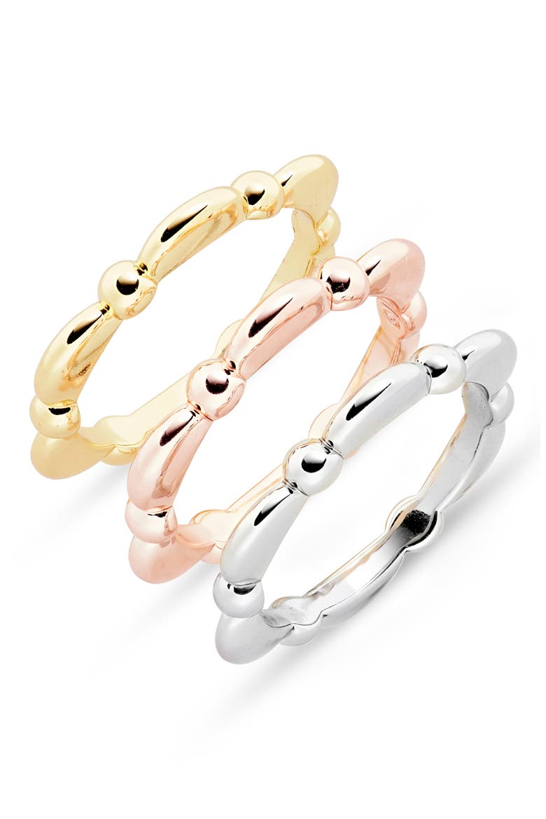Set of 3 Mixed Metal Bead Rings, Main, color, TRI TONE