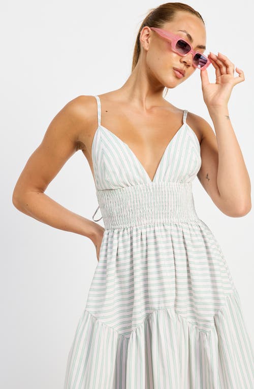 En Saison Haisley Stripe Cotton Blend Dress In Pink Green