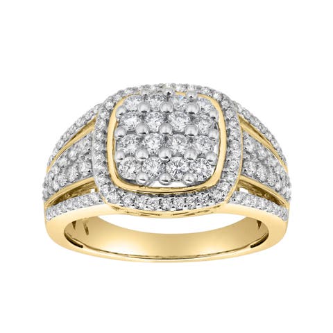 Amelia 14K Gold Round Diamond Studded Signet Ring - 1.02