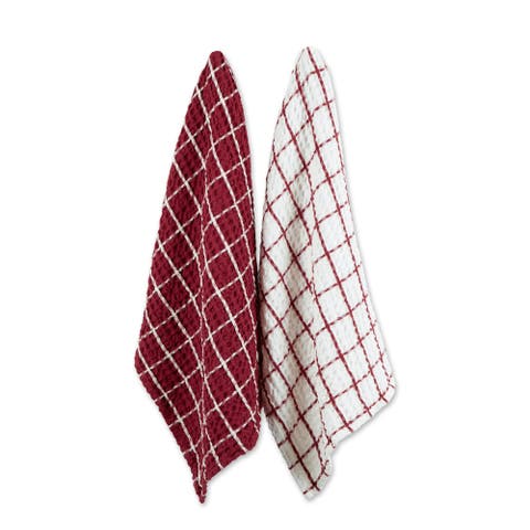 Windowpane Oversized Washed Waffle Dishtowel Set/2