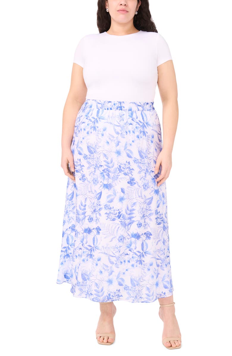 Halogen<sup>®</sup> Floral Pull-On Midi Skirt, Alternate, color, Bright White