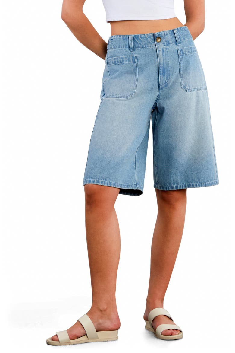 Effortless Denim Shorts, Main, color, WASHED BLUE
