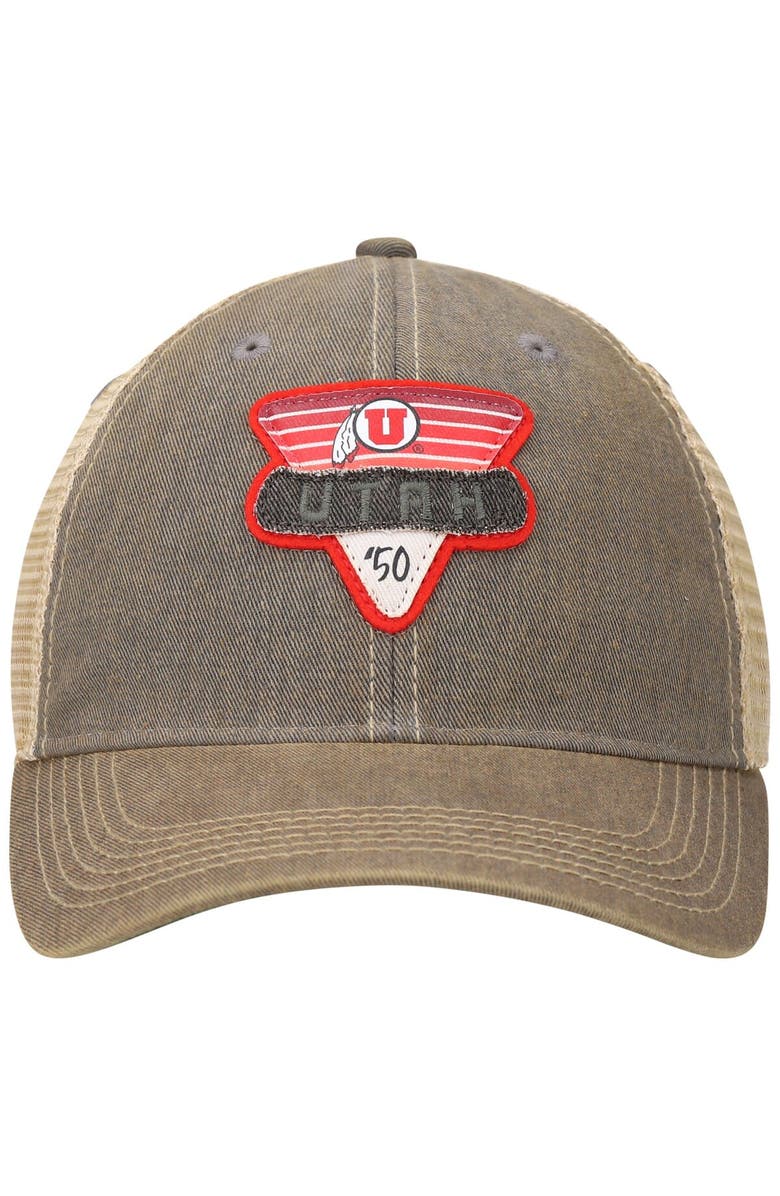 LEGACY ATHLETIC Men's Gray Utah Utes Legacy Point Old Favorite Trucker Snapback Hat, Alternate, color, Gray