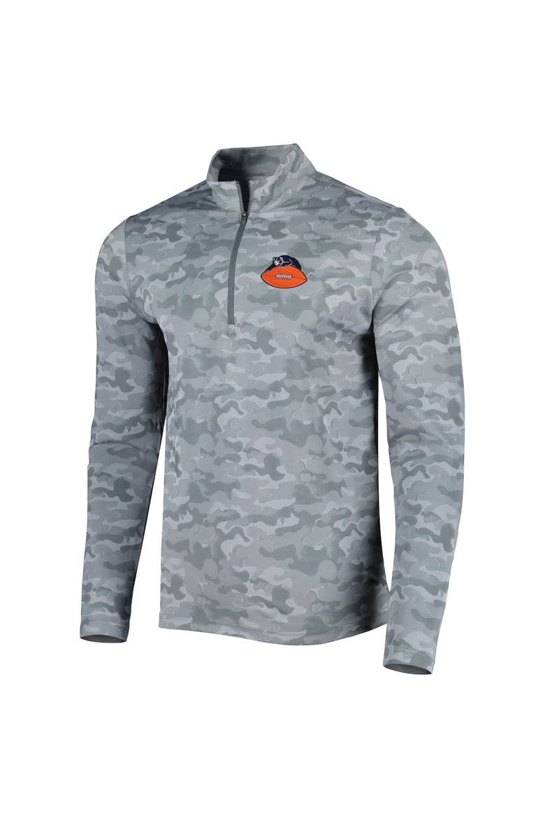Men's Antigua Gray Chicago Bears Brigade Throwback Quarter-Zip Top, Alternate, color, Gray