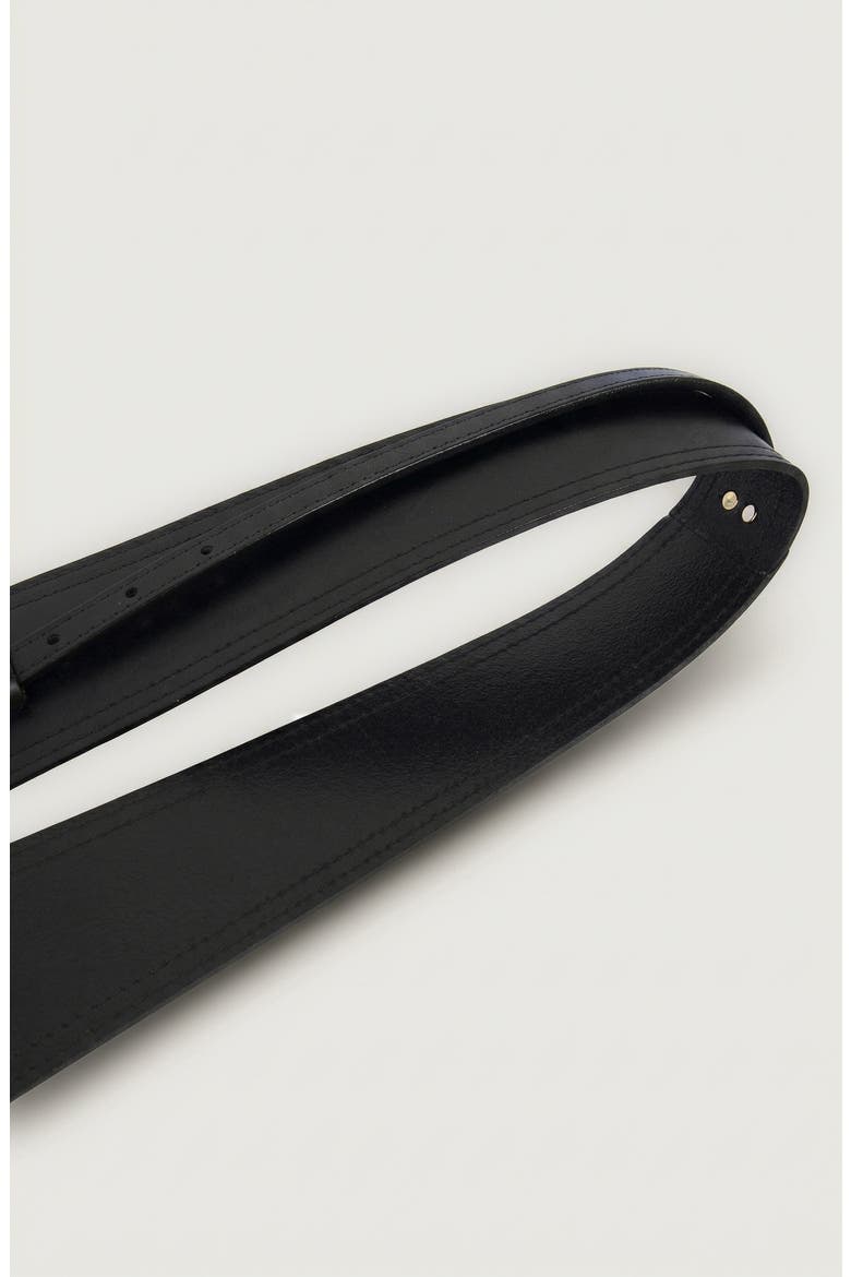 Leather Waist Belt with Layered Strap and Buckle, Alternate, color, Black