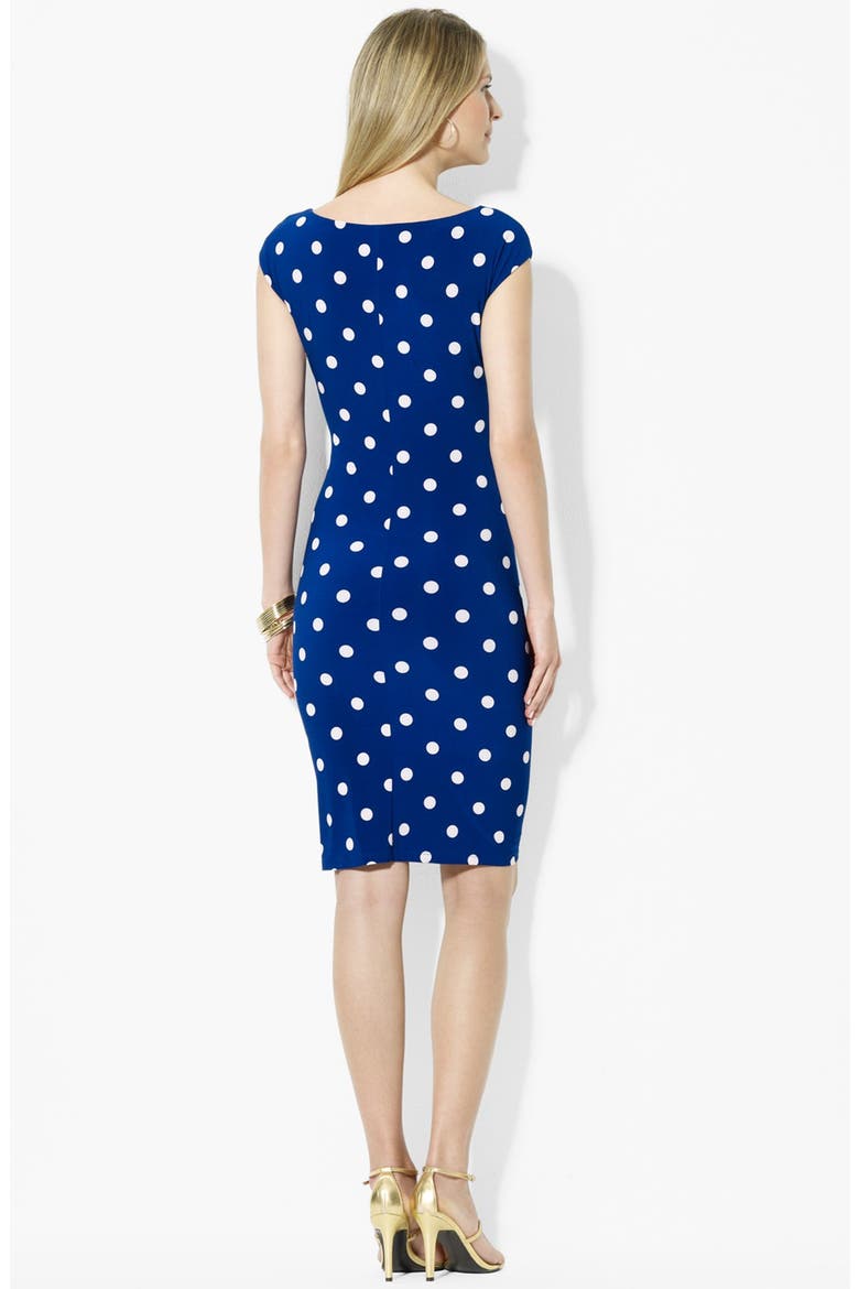 Polka Dot Jersey Dress, Alternate, color, CANNES BLUE/ COLONIAL CREAM