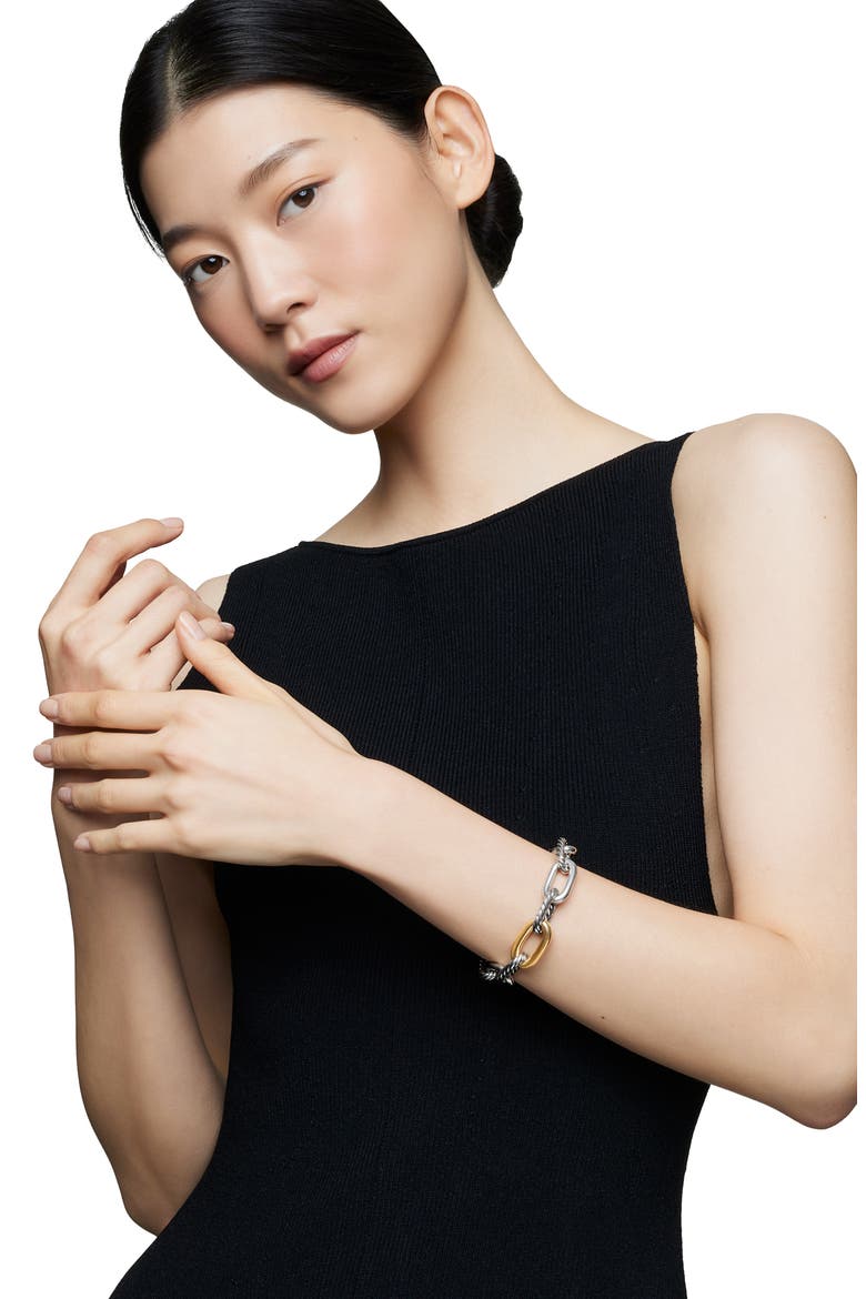DY Madison Large Bracelet with 18K Gold, 13.5mm, Alternate, color, SILVER