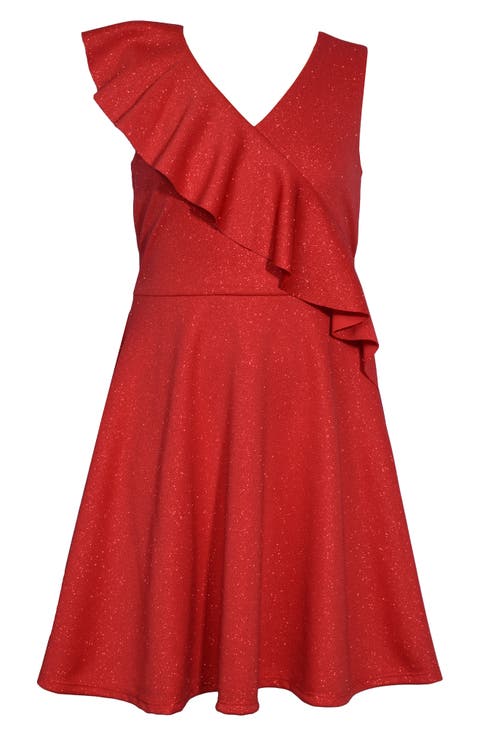 Kids' Asymmetric Ruffle Skater Dress (Big Kid)