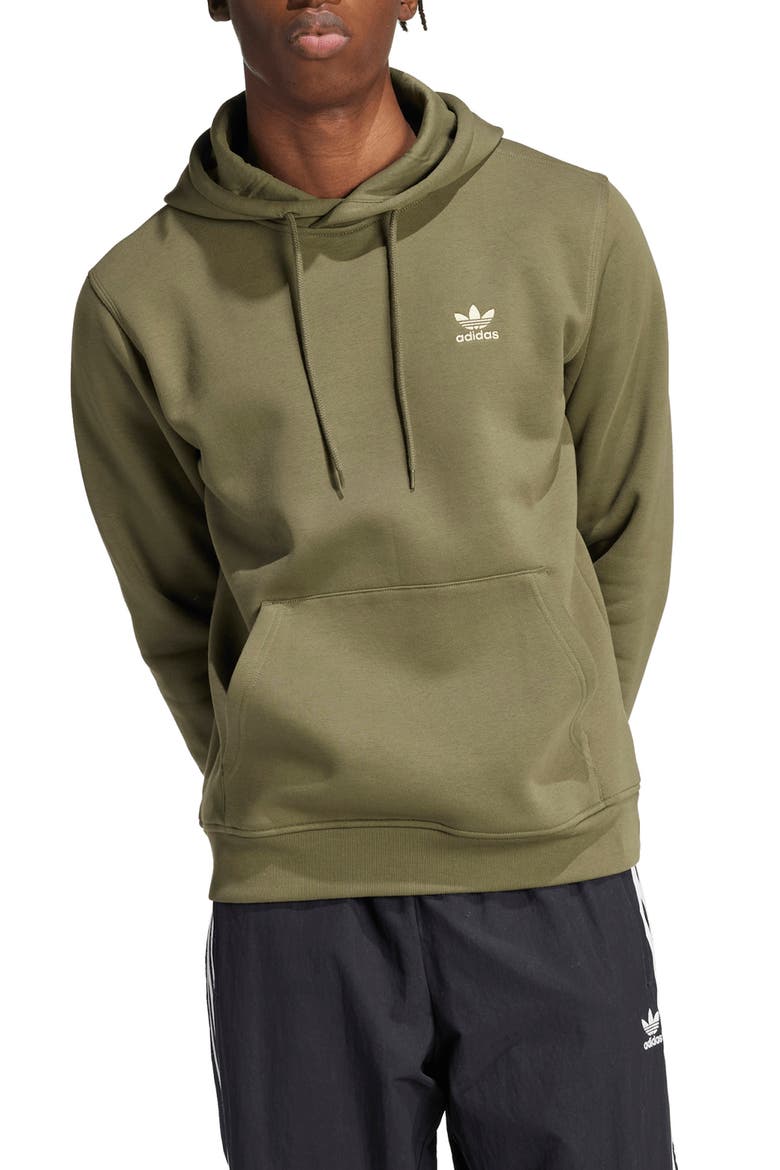 Essentials Trefoil Hoodie, Main, color, OLIVE STRATA