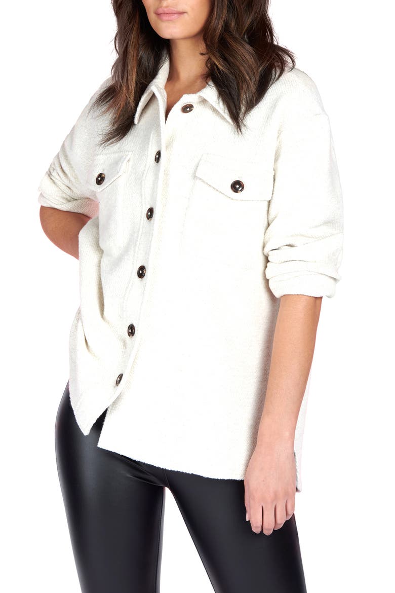 Cotton Blend Shirt Jacket, Alternate, color, MILK
