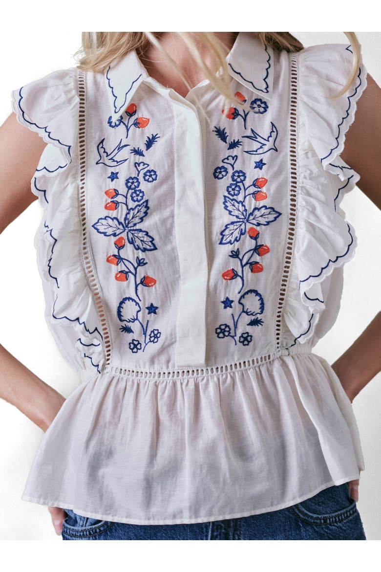 Wild Strawberry Silk Blend Blouse, Main, color, Ivory