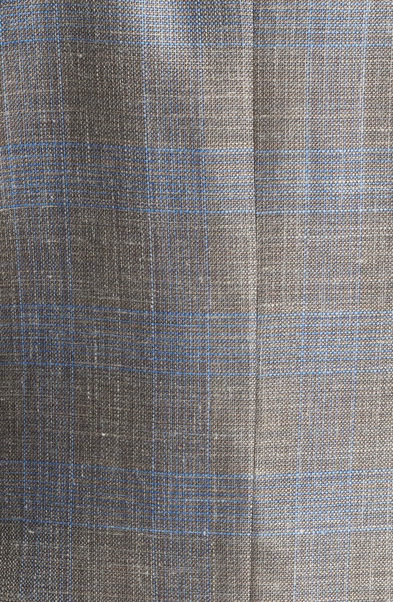 Jack Victor Midland Contemporary Fit Plaid Slub Wool & Silk Blend Sport Coat, Alternate, color, Light Brown/ Grey Plaid