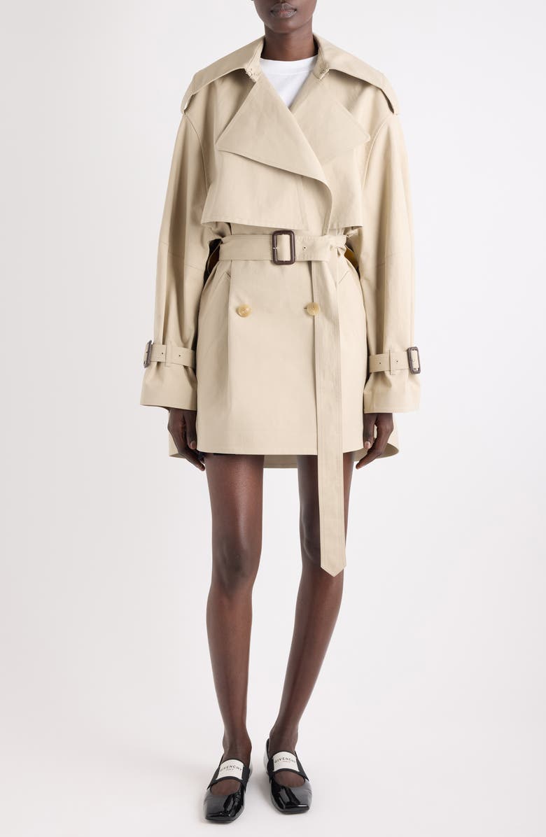 Givenchy Short Cocoon Trench Coat, Main, color, Beige/ Mustard