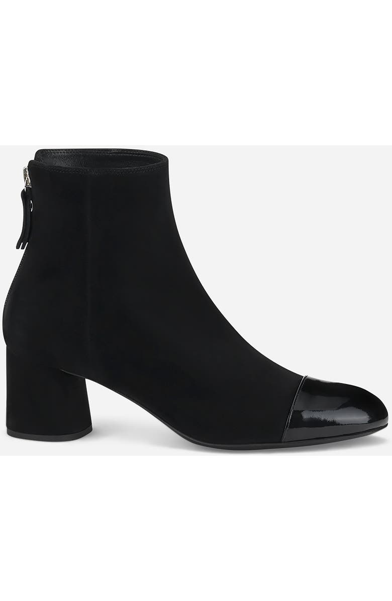 AGL Veta Cap Toe Velour Bootie with Heel, Main, color, Black