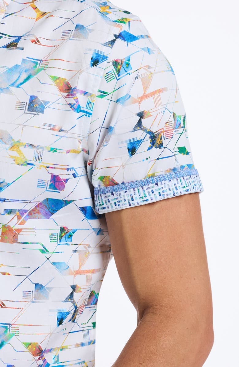 Robert Graham Raymond Short Sleeve Cotton Button-Up Shirt, Alternate, color, White