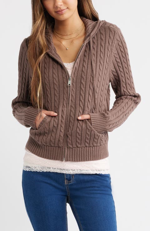 Cable Stitch Hooded Cardigan
