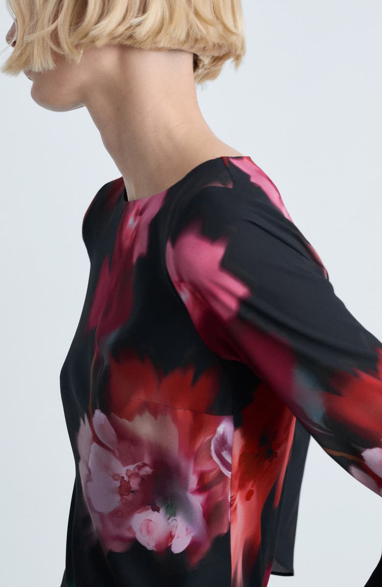 MANGO Allegra Long Sleeve Dress, Alternate, color, Black