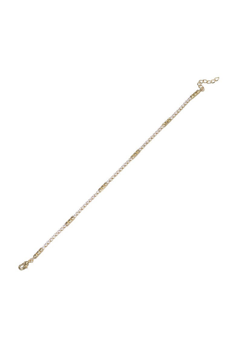 Pave/Solid CZ Station Tennis Bracelet, Main, color, Gold
