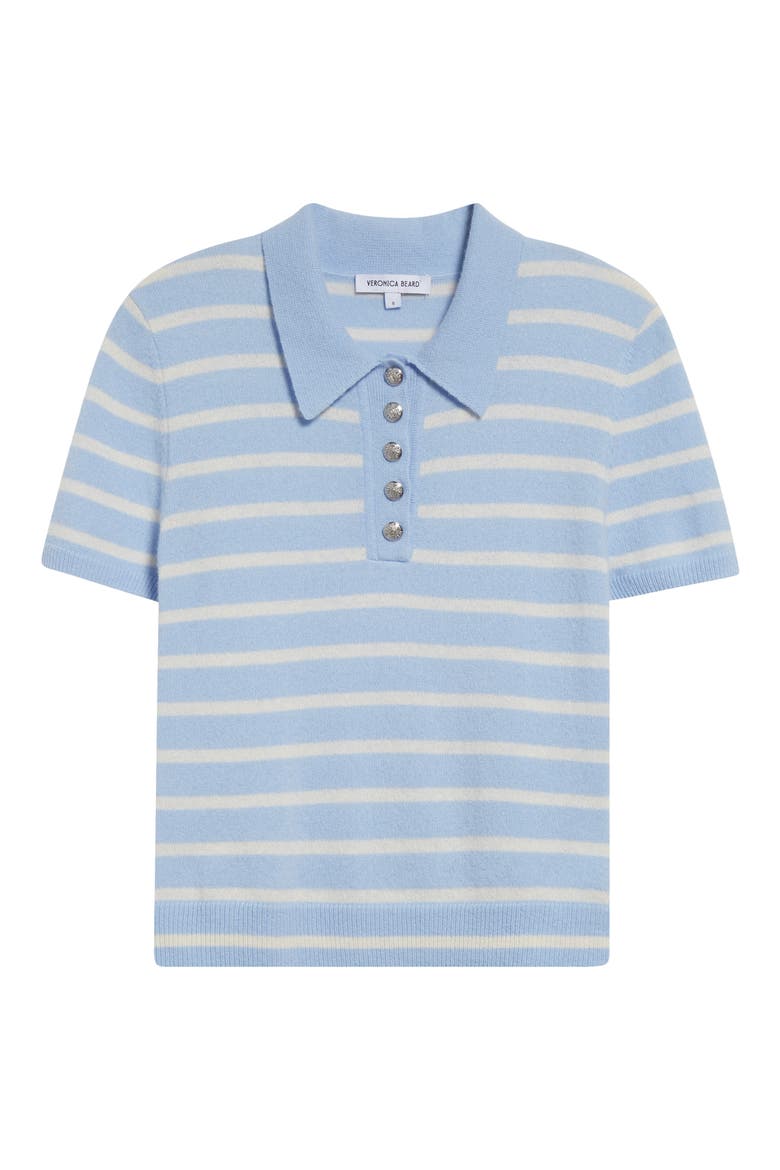 Brandt Stripe Cashmere Polo Sweater, Alternate, color, BLUEBELL IVORY