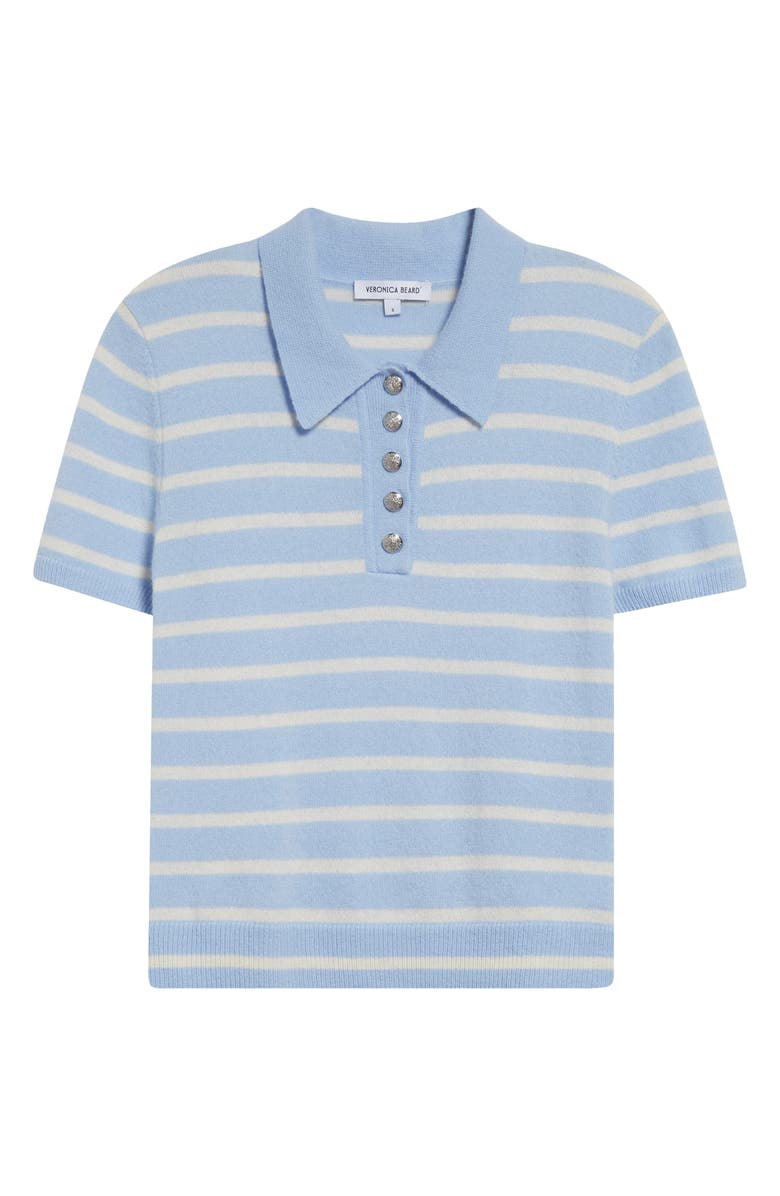 Veronica Beard Brandt Stripe Cashmere Polo Sweater, Alternate, color, Bluebell Ivory
