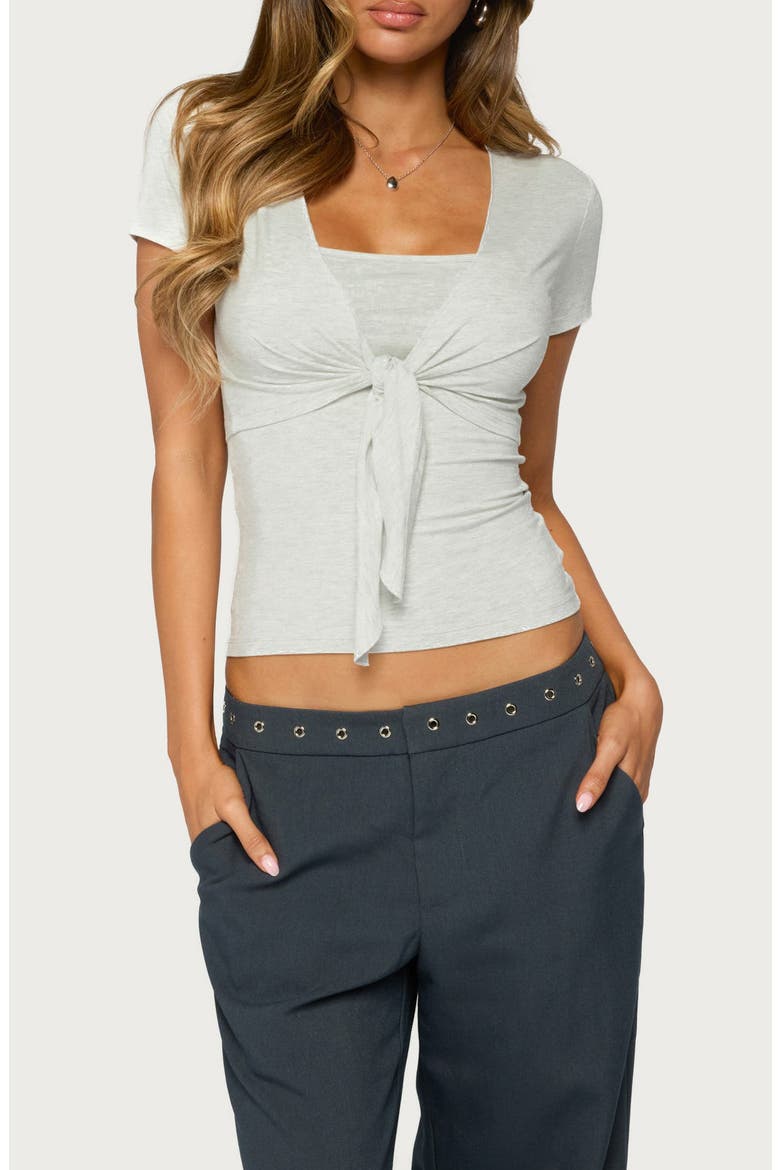 Malka Tie Front Two Piece Top, Main, color, LIGHT-GRAY-MELANGE