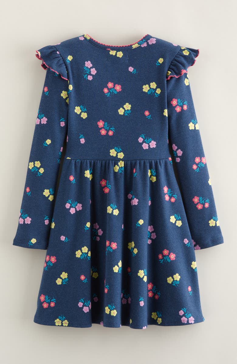 Tucker + Tate Kids' Ruffle Long Sleeve Rib Dress, Alternate, color, Navy Denim Chessie Floral