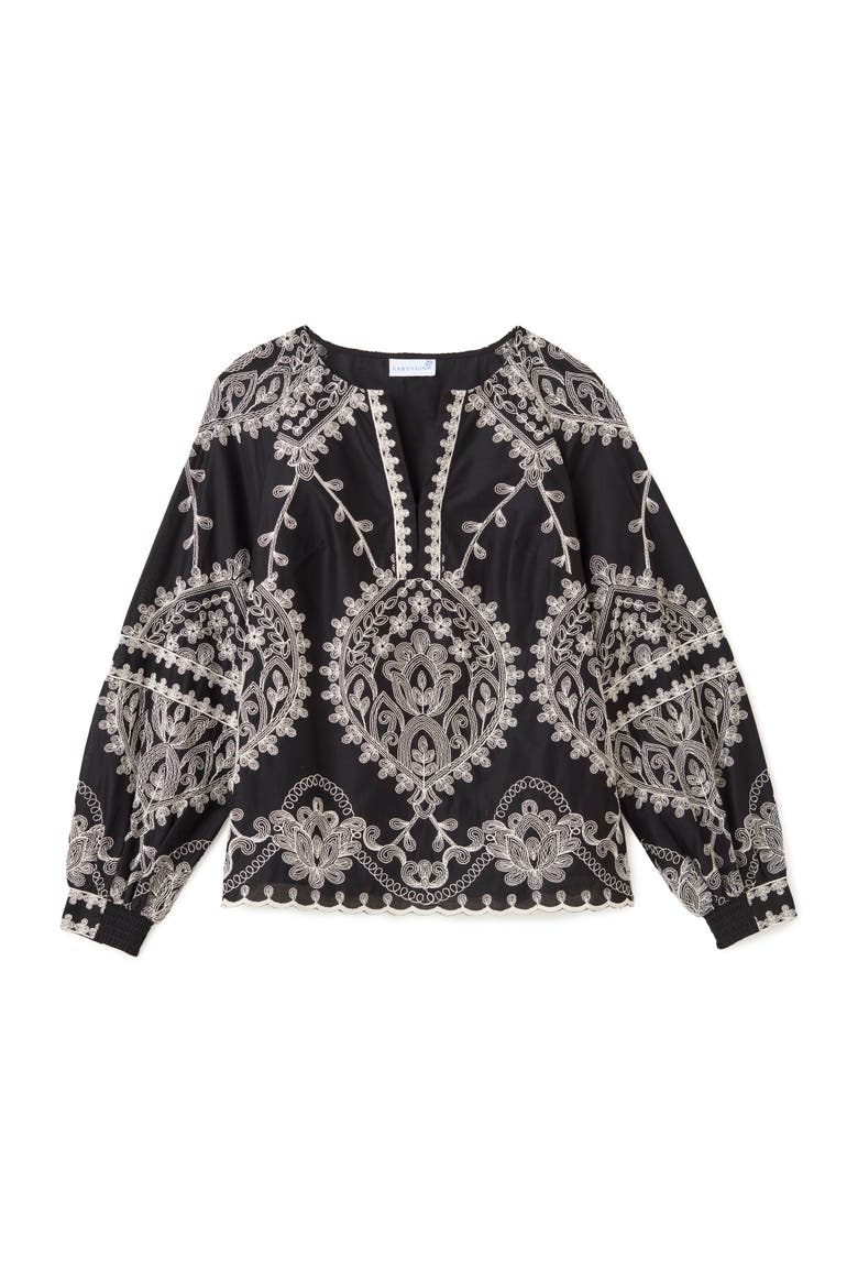 Ynez Embroidered Top, Main, color, Noir