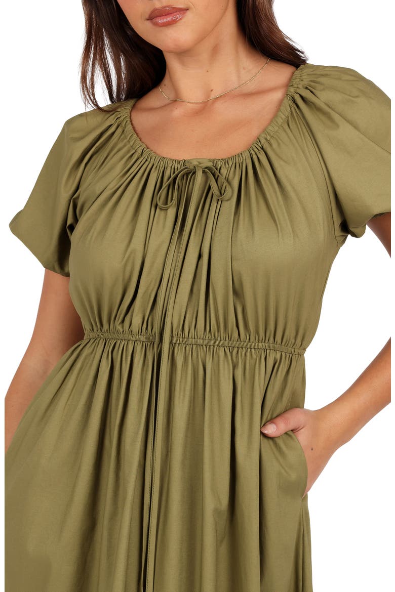 Juliana Puff Sleeve Cotton Maxi Dress, Alternate, color, OLIVE