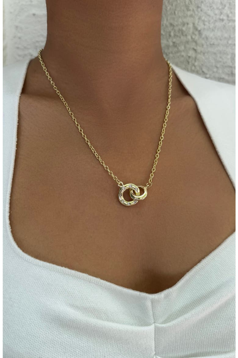 Cubic Zirconia Link Pendant Necklace, Alternate, color, GOLD